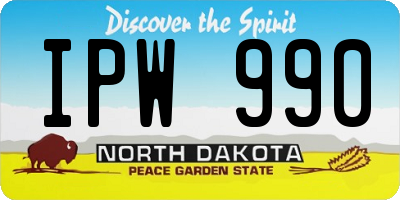 ND license plate IPW990
