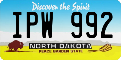 ND license plate IPW992