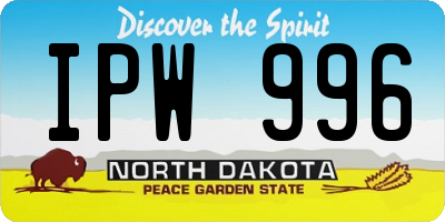 ND license plate IPW996