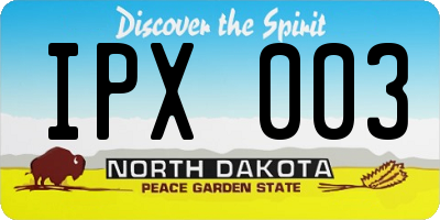ND license plate IPX003