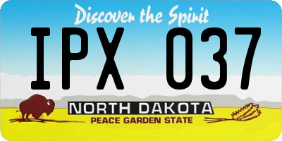 ND license plate IPX037