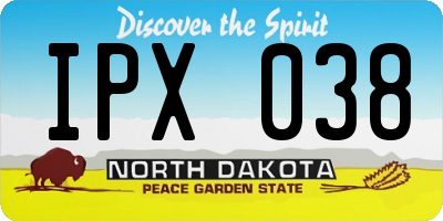 ND license plate IPX038