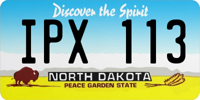 ND license plate IPX113