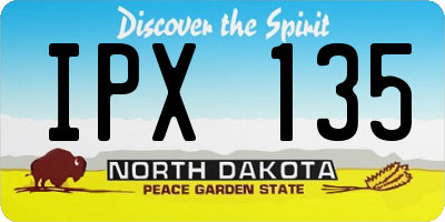 ND license plate IPX135