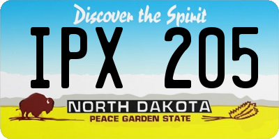 ND license plate IPX205