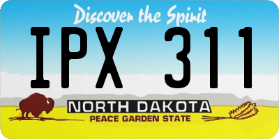 ND license plate IPX311