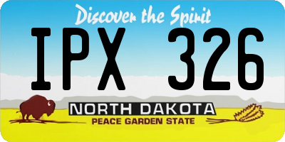 ND license plate IPX326