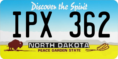 ND license plate IPX362