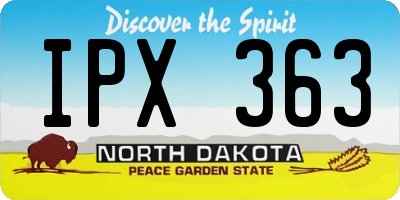 ND license plate IPX363