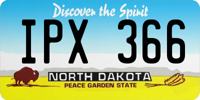 ND license plate IPX366