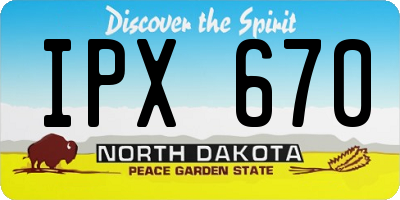 ND license plate IPX670
