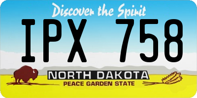 ND license plate IPX758