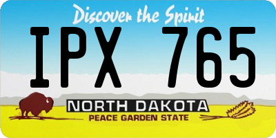 ND license plate IPX765