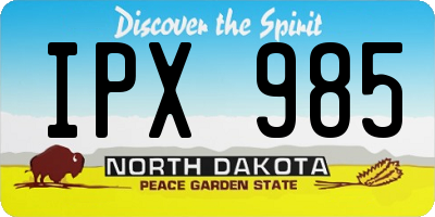 ND license plate IPX985
