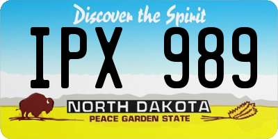 ND license plate IPX989