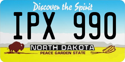 ND license plate IPX990