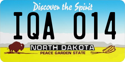 ND license plate IQA014