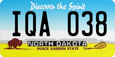 ND license plate IQA038