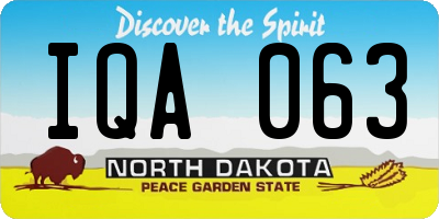 ND license plate IQA063