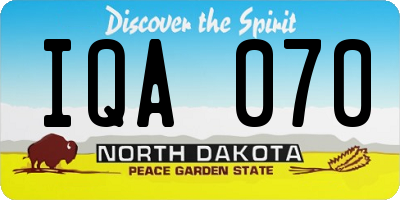 ND license plate IQA070