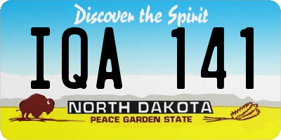 ND license plate IQA141