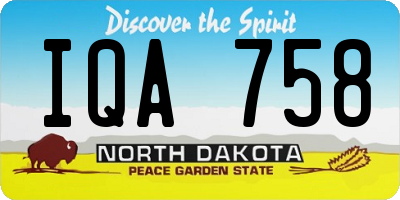 ND license plate IQA758