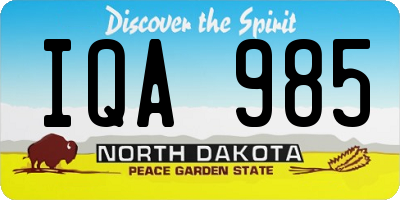 ND license plate IQA985