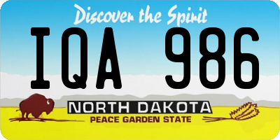 ND license plate IQA986