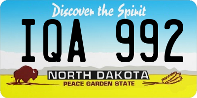 ND license plate IQA992