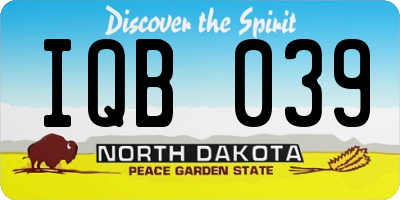 ND license plate IQB039