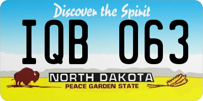 ND license plate IQB063