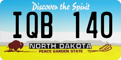 ND license plate IQB140