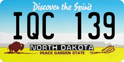 ND license plate IQC139