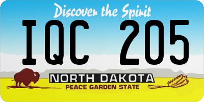 ND license plate IQC205