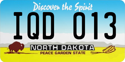 ND license plate IQD013