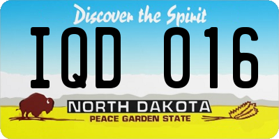 ND license plate IQD016