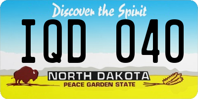 ND license plate IQD040