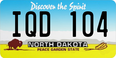 ND license plate IQD104