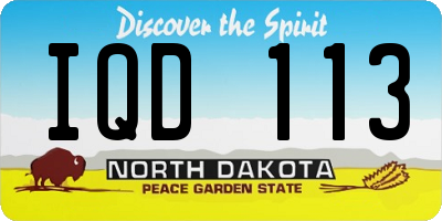 ND license plate IQD113