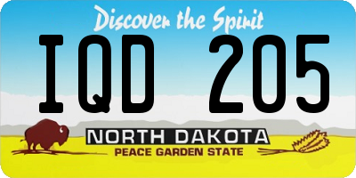 ND license plate IQD205