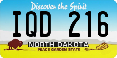 ND license plate IQD216
