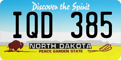 ND license plate IQD385