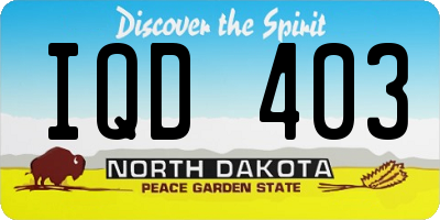 ND license plate IQD403
