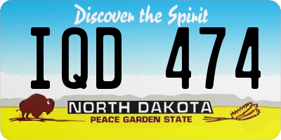 ND license plate IQD474