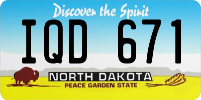 ND license plate IQD671