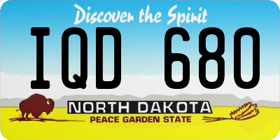ND license plate IQD680