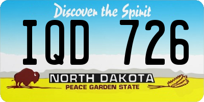 ND license plate IQD726