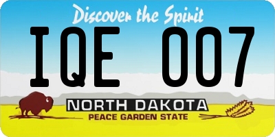 ND license plate IQE007