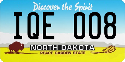 ND license plate IQE008