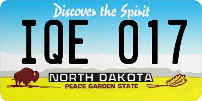 ND license plate IQE017